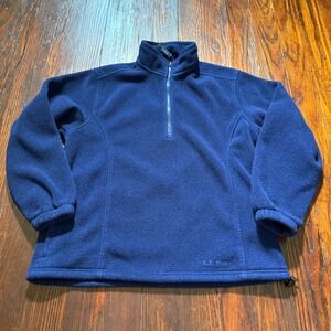 Vintage LL Bean Fleece Pullover Womens M‎ Blue 90s 1/2 1/4 Zip USA Sweater